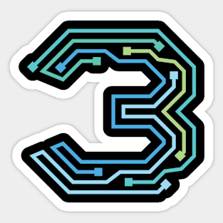 Number Three Circuit Design Sticker